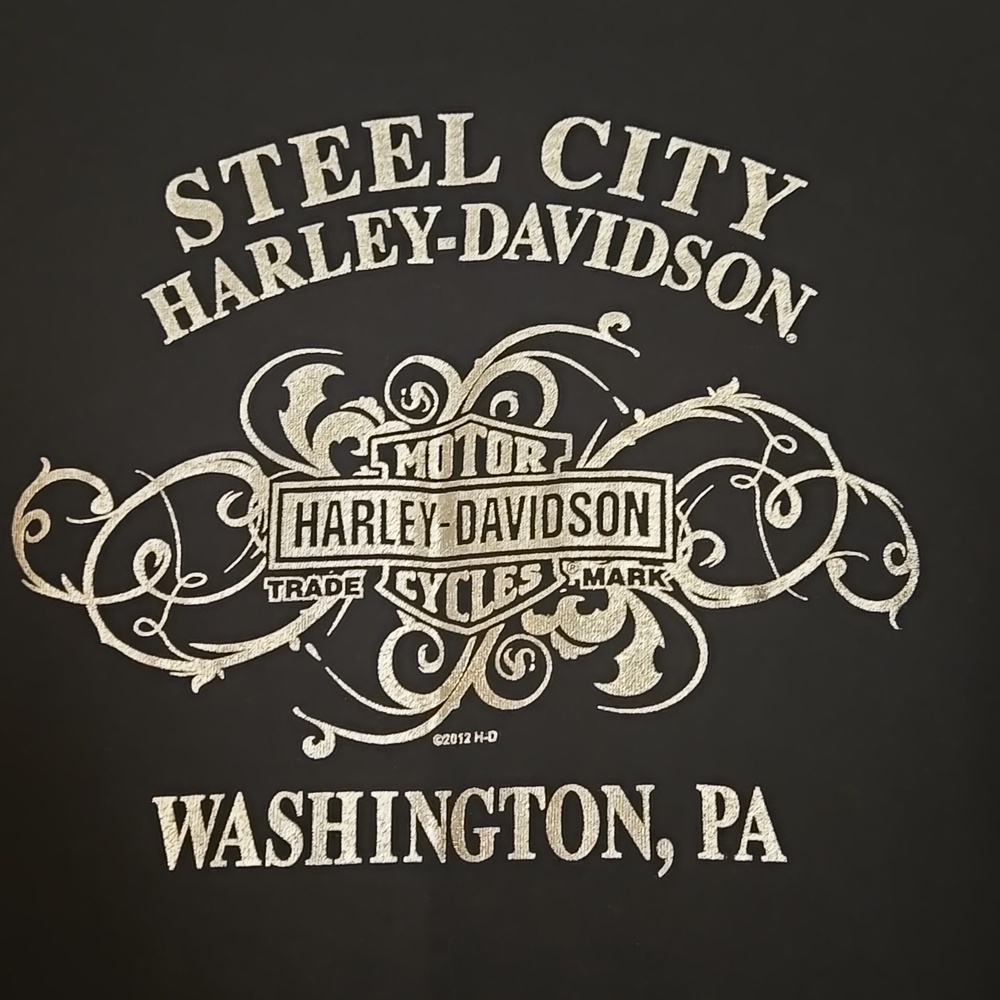 Harley-Davidson Womens Black Long Sleeve Logo Tee Rhinestones Sz L NWT - Picture 6 of 8